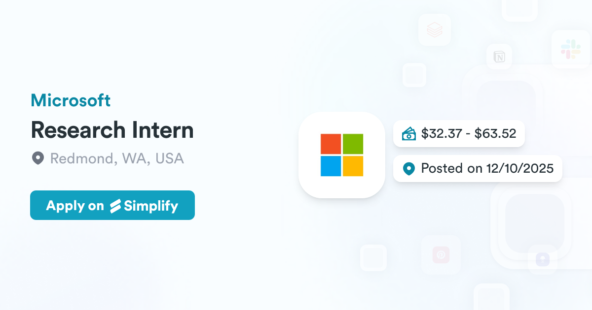 Research Intern Microsoft Simplify Jobs